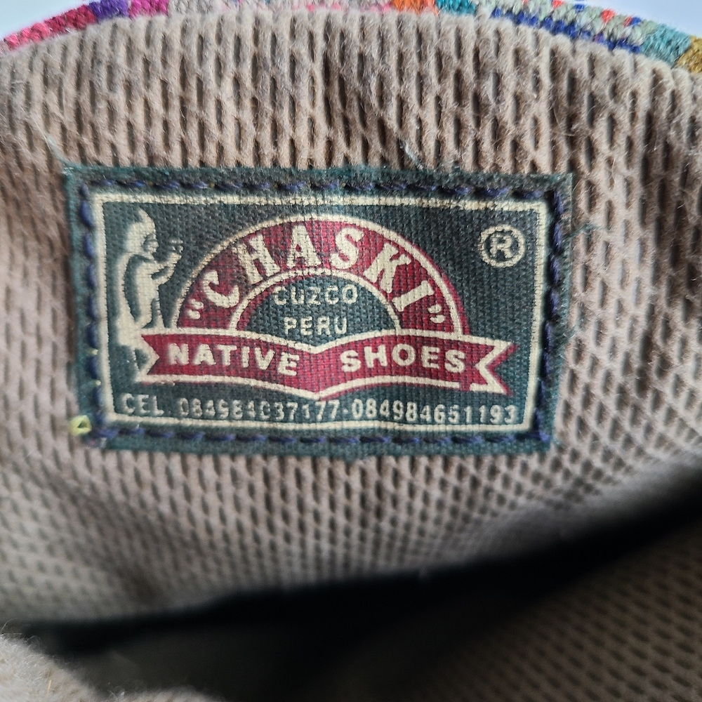 Chaski Native Shoes 8 blue pink native patterns ankle boots rare cute - Picture 6 of 7